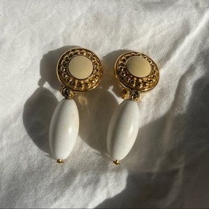 Vintage Drop Earrings with Gold Details